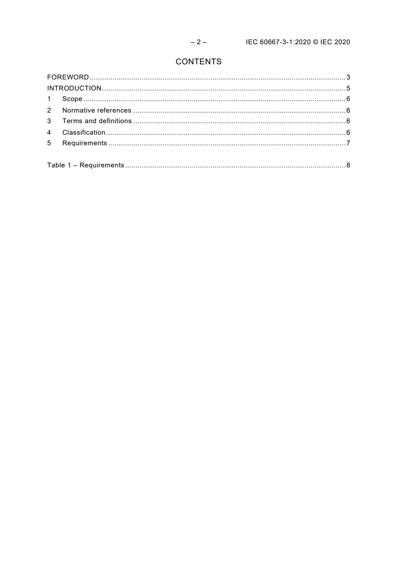 IEC 60667-3-1:2020 IEC 60667-3-1:2020 - Vulcanized fibre for electrical purposes - Part 3: Specifications for individual materials - Sheet 1: Flat sheets
Released:3/25/2020 - Page 4 preview