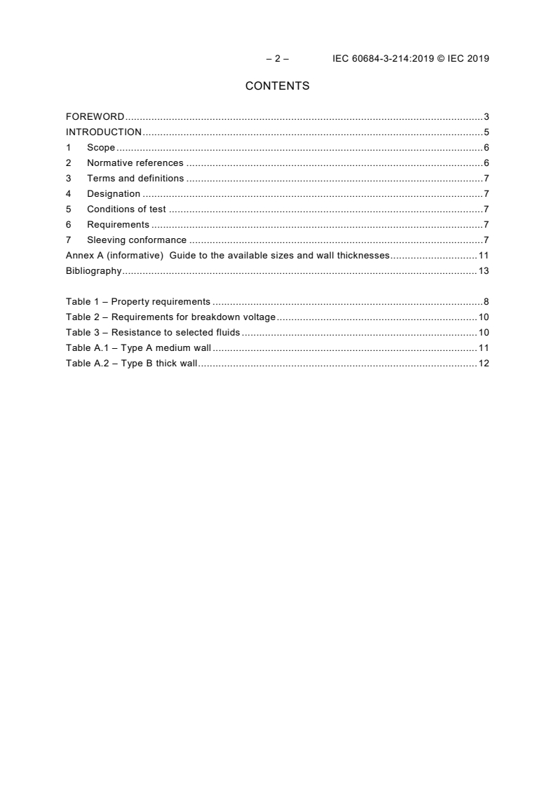 IEC 60684-3-214:2019 IEC 60684-3-214:2019 - Flexible insulating sleeving - Part 3: Specifications for individual types of sleeving - Sheet 214: Heat-shrinkable, polyolefin sleeving, not flame retarded, thick and medium wall
Released:8/8/2019 - Page 4 preview