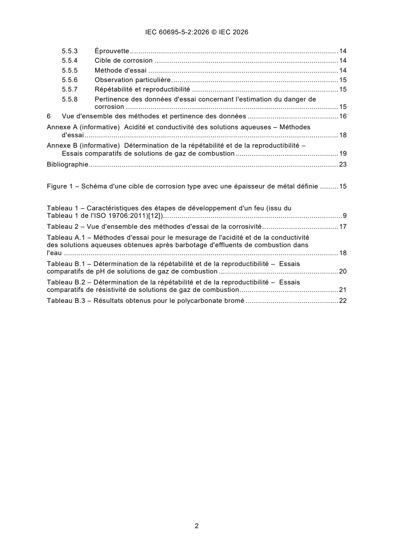 IEC 60695-5-2:2026 iec60695-5-2{ed2.0}fr - IEC 60695-5-2:2026 - Fire hazard testing - Part 5-2: Corrosion damage effects of fire effluent - Summary and relevance of test methods - Page 4 preview