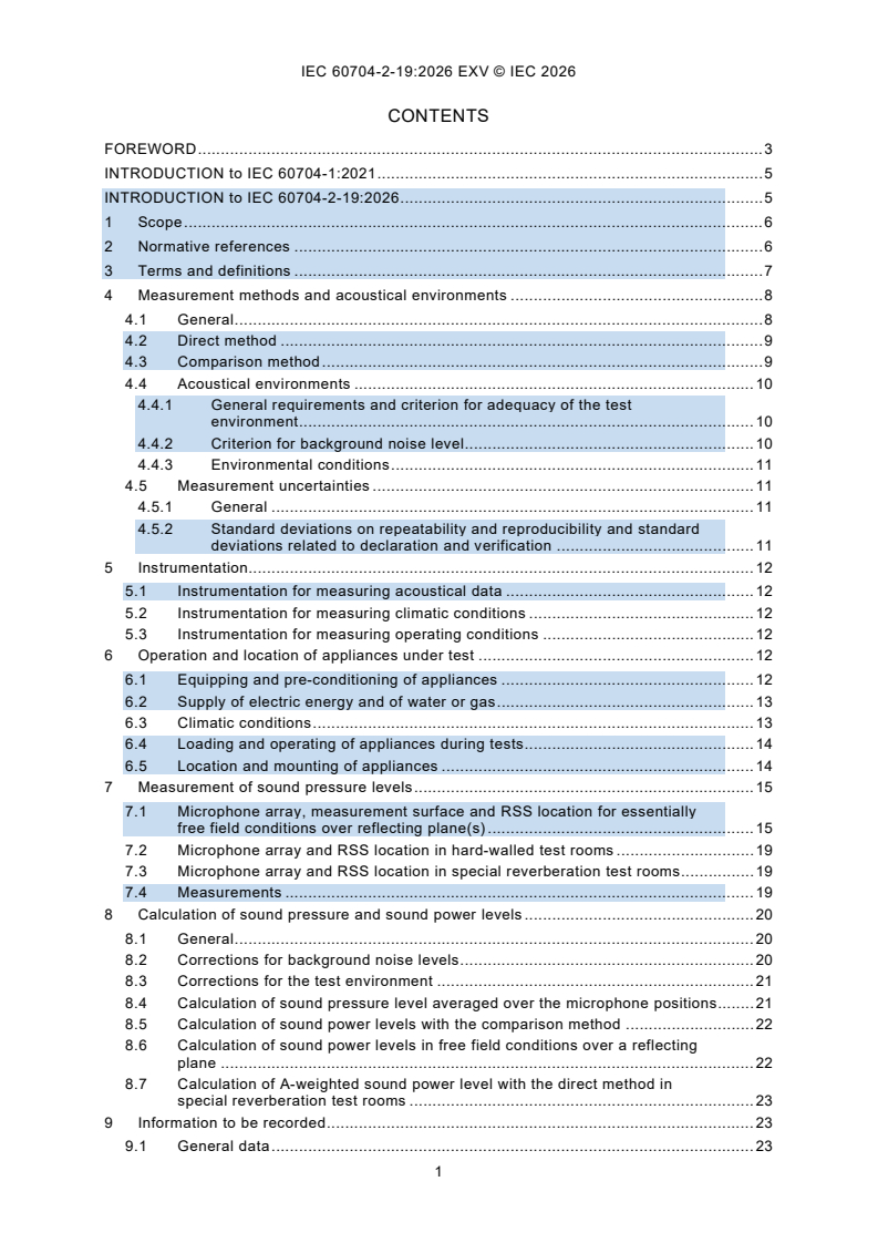 IEC 60704-2-19:2026 IEC 60704-2-19:2026 EXV - Household and similar electrical appliances - Test code for the determination of airborne acoustical noise - Part 2-19: Particular requirements for air cleaners/30/2026 - Page 3 preview
