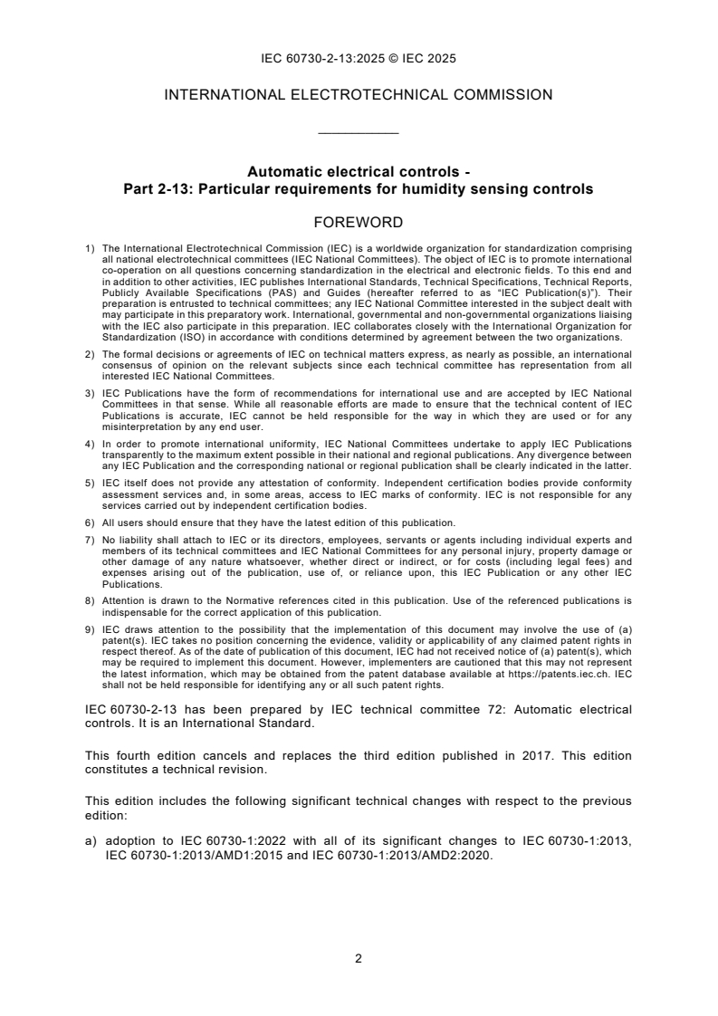 IEC 60730-2-13:2025 IEC 60730-2-13:2025 - Automatic electrical controls - Part 2-13: Particular requirements for humidity sensing controls/19/2025 - Page 4 preview
