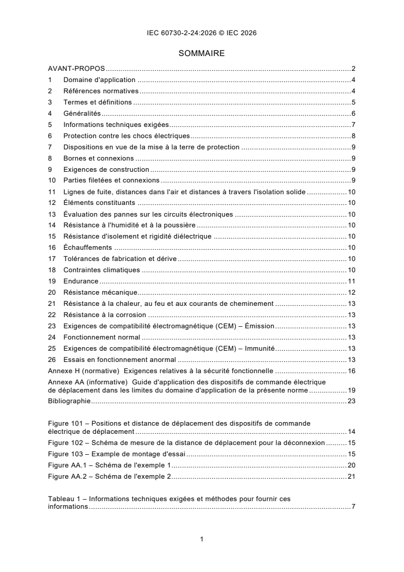 IEC 60730-2-24:2026 IEC 60730-2-24:2026 - Dispositifs de commande électrique automatiques - Partie 2-24: Exigences particulières pour les dispositifs de commande électriques de déplacement - Page 3 preview