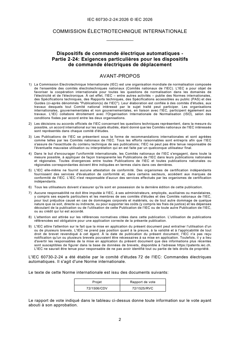 IEC 60730-2-24:2026 IEC 60730-2-24:2026 - Dispositifs de commande électrique automatiques - Partie 2-24: Exigences particulières pour les dispositifs de commande électriques de déplacement - Page 4 preview