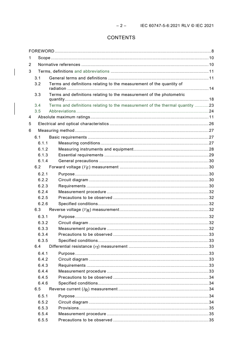 IEC 60747-5-6:2021 IEC 60747-5-6:2021 RLV - Semiconductor devices - Part 5-6: Optoelectronic devices - Light emitting diodes
Released:7/6/2021 - Page 4 preview