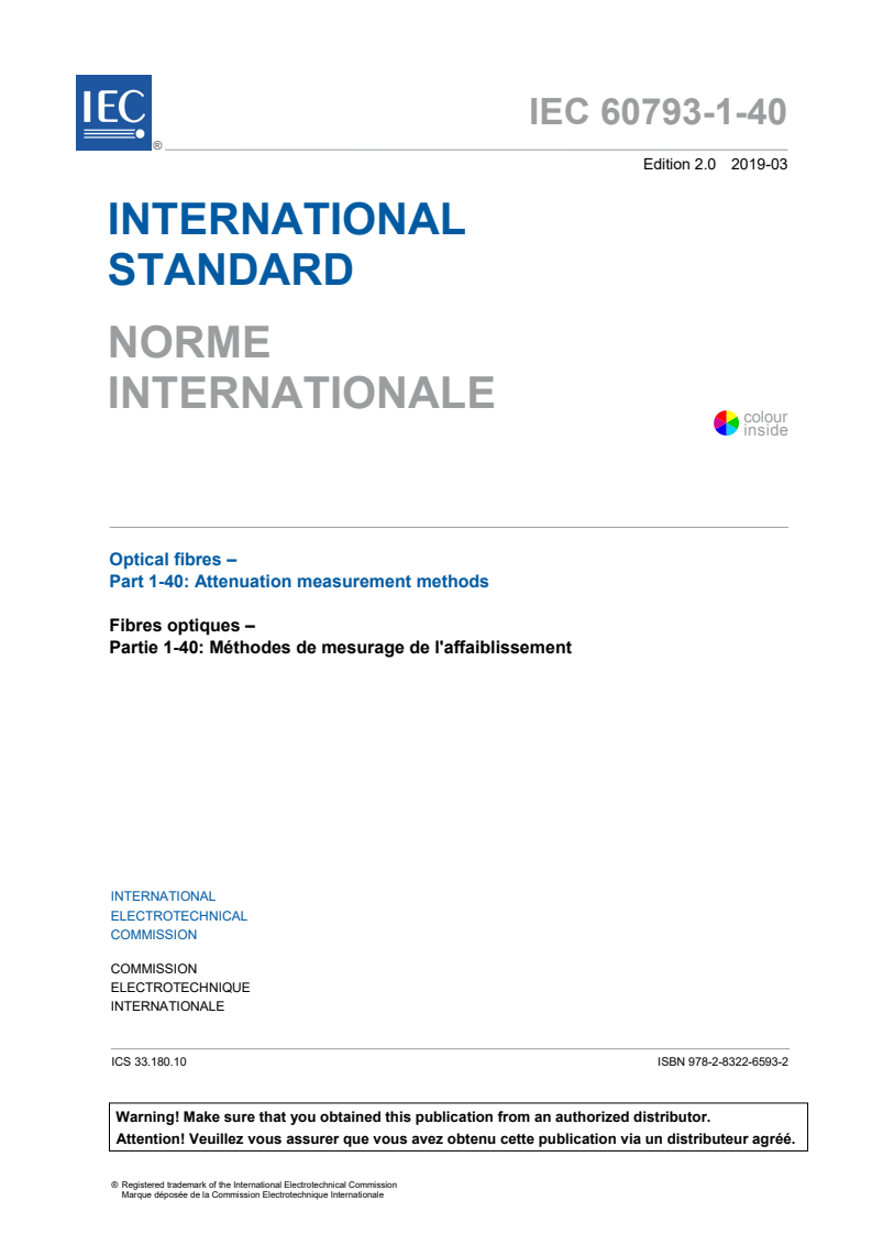 IEC 60793-1-40:2019 IEC 60793-1-40:2019 - Optical fibres - Part 1-40: Attenuation measurement methods
Released:3/27/2019 - Page 3 preview