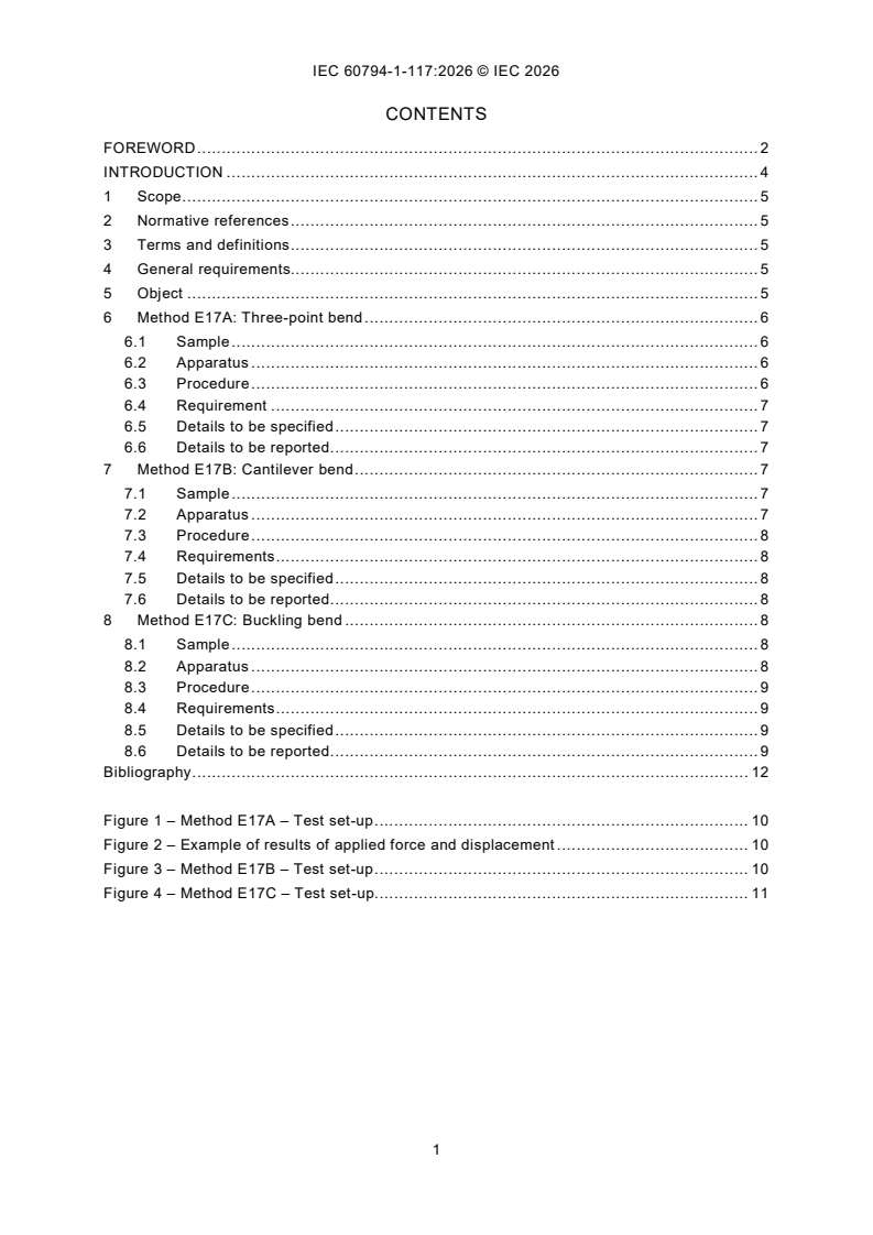 IEC 60794-1-117:2026 iec60794-1-117{ed1.0}en - Optical fibre cables - Part 1-117: Generic specification - Basic optical cable test procedures - Mechanical test methods - Bending stiffness, method E17 - Page 3 preview