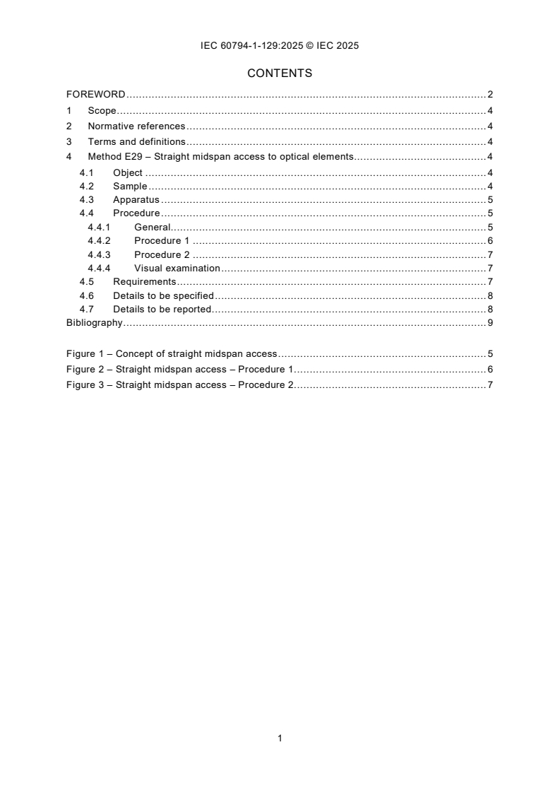 IEC 60794-1-129:2025 IEC 60794-1-129:2025 - Optical fibre cables - Part 1-129: Generic specification - Basic optical cable test procedures - Mechanical tests methods - Straight midspan access to optical elements, Method E29
Released:31. 10. 2025
Isbn:9782832708019 - Page 3 preview