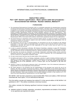 IEC 60794-1-207:2025 IEC 60794-1-207:2025 - Optical fibre cables - Part 1-207: Generic specification - Basic optical cable test procedures - Environmental test methods - Nuclear radiation, Method F7
Released:30. 10. 2025
Isbn:9782832707852 - Page 4 preview