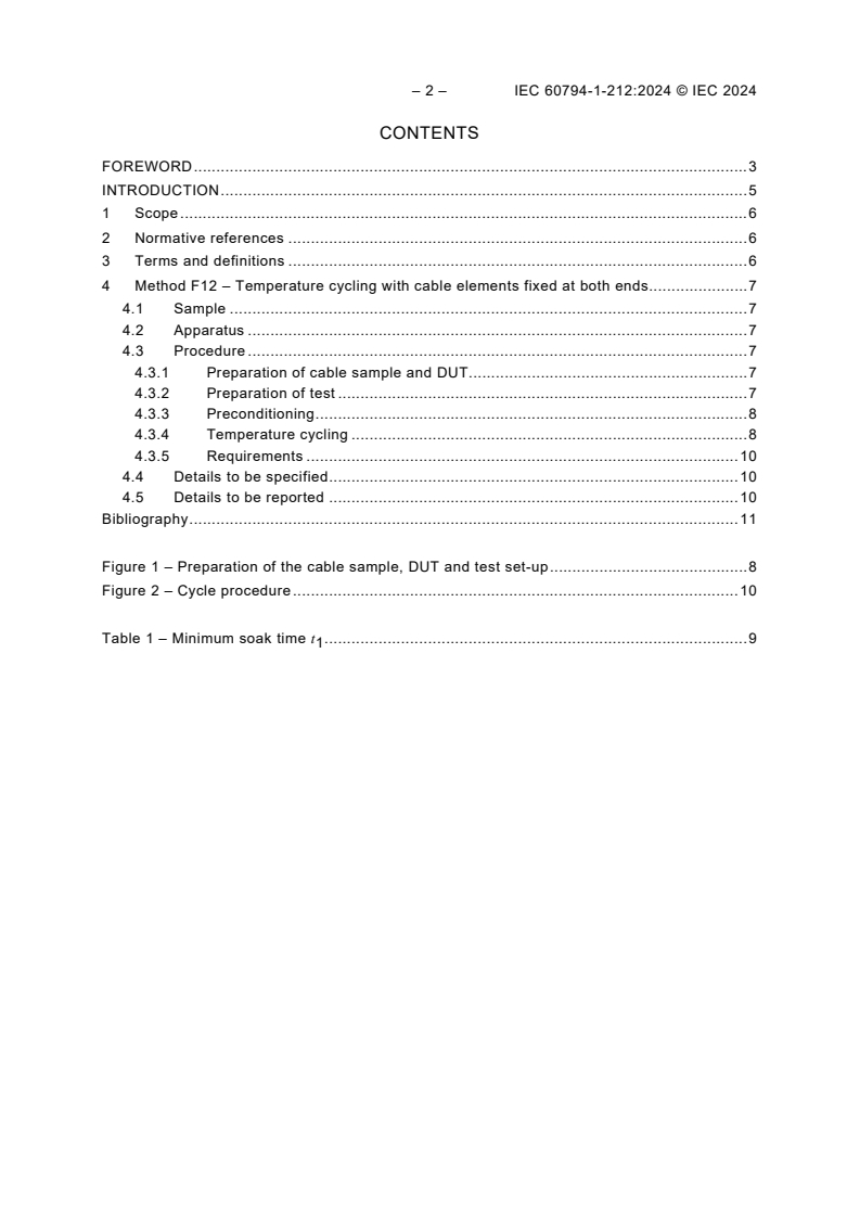 IEC 60794-1-212:2024 IEC 60794-1-212:2024 - Optical fibre cables - Part 1-212: Generic specification - Basic optical cable test procedures - Environmental test methods - Temperature cycling with cable elements fixed at both ends, Method F12
Released:4/5/2024 - Page 4 preview