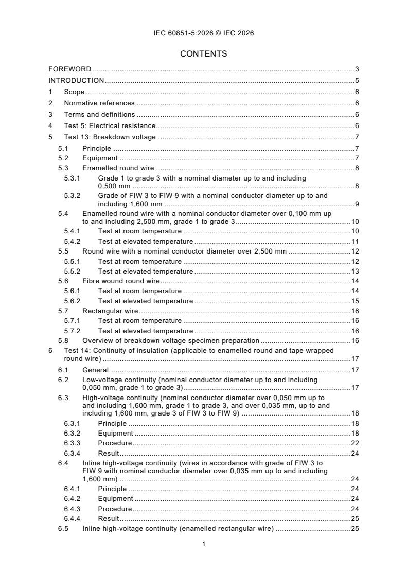 IEC 60851-5:2026 iec60851-5{ed5.0}en - Winding wires - Test methods - Part 5: Electrical properties - Page 3 preview