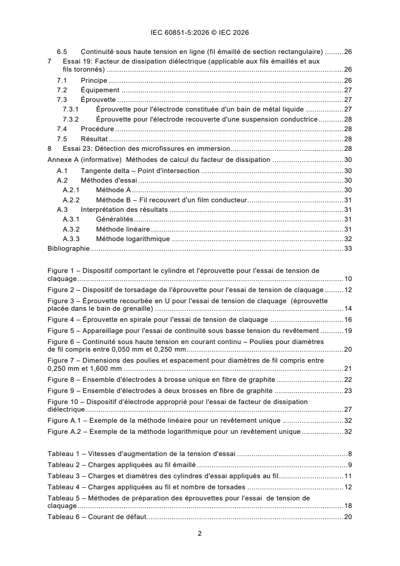 IEC 60851-5:2026 iec60851-5{ed5.0}fr - Fils de bobinage - Méthodes d'essai - Partie 5: Propriétés électriques - Page 4 preview