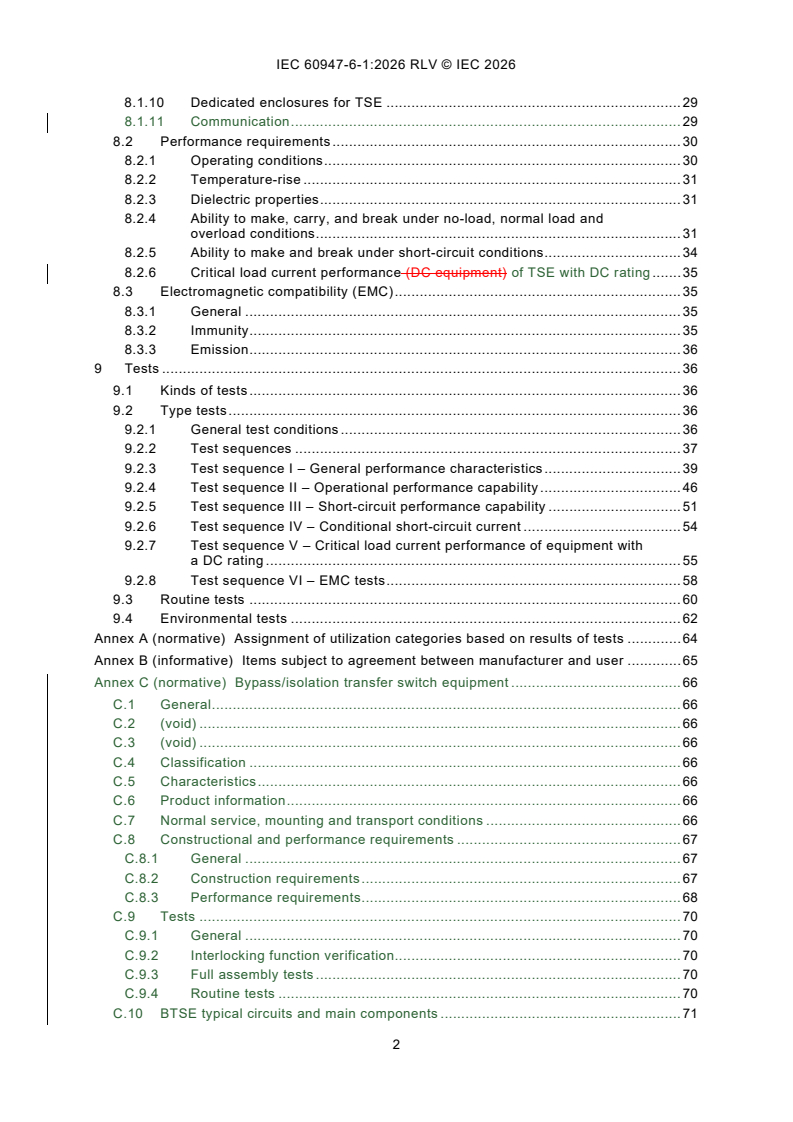 IEC 60947-6-1:2026 REDLINE IEC 60947-6-1:2026 RLV - Low-voltage switchgear and controlgear - Part 6-1: Multiple function equipment - Transfer switching equipment - Page 4 preview