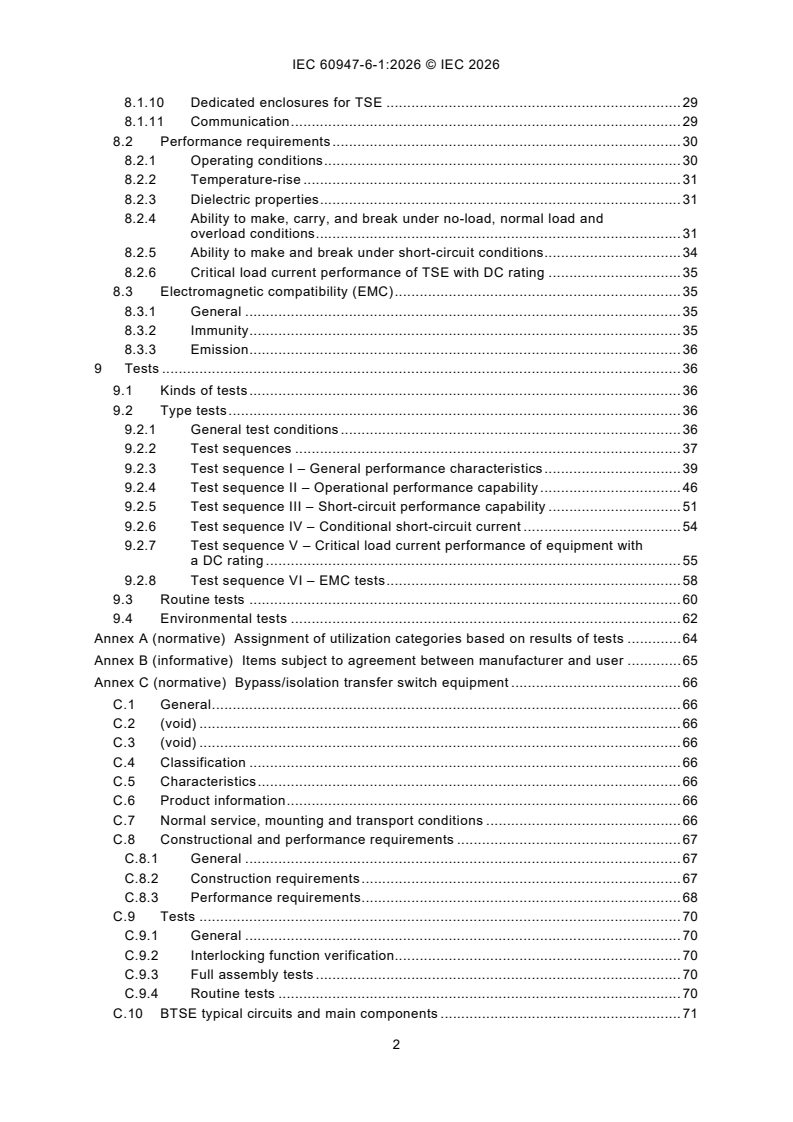 IEC 60947-6-1:2026 IEC 60947-6-1:2026 - Low-voltage switchgear and controlgear - Part 6-1: Multiple function equipment - Transfer switching equipment - Page 4 preview