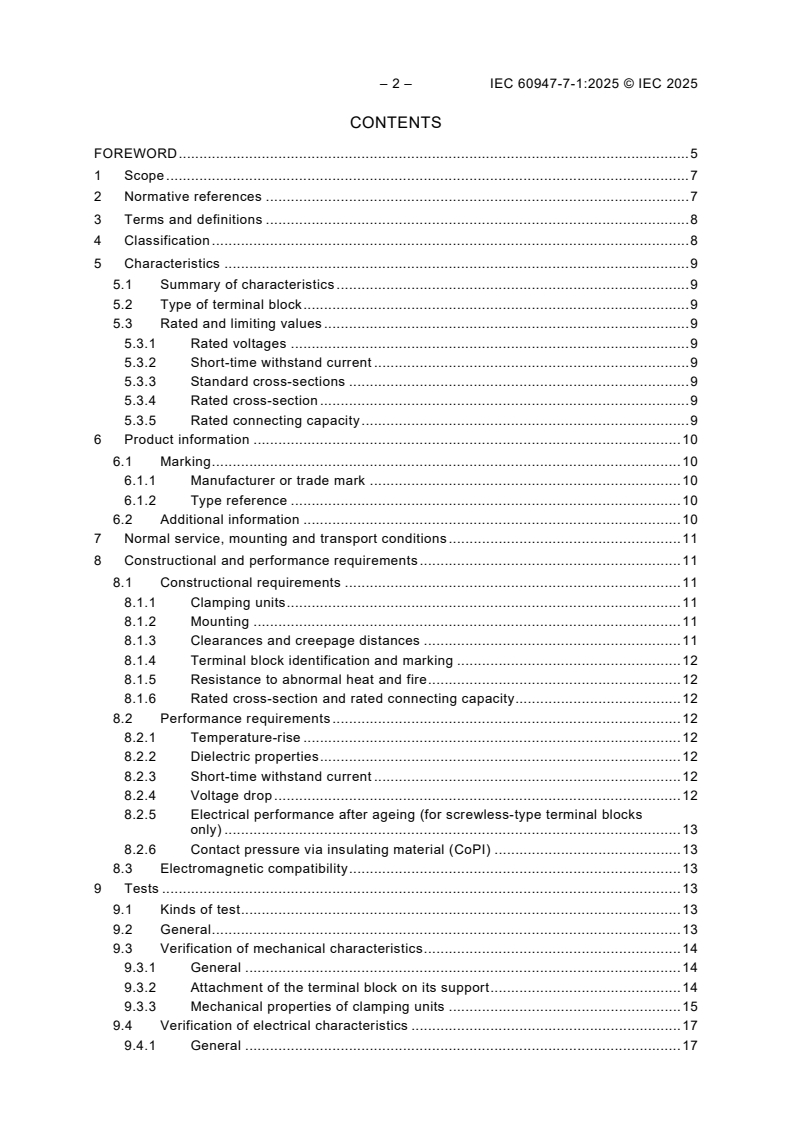 IEC 60947-7-1:2025 IEC 60947-7-1:2025 - Low-voltage switchgear and controlgear - Part 7-1: Ancillary equipment - Terminal blocks for copper conductors
Released:15. 04. 2025
Isbn:9782832703359 - Page 4 preview