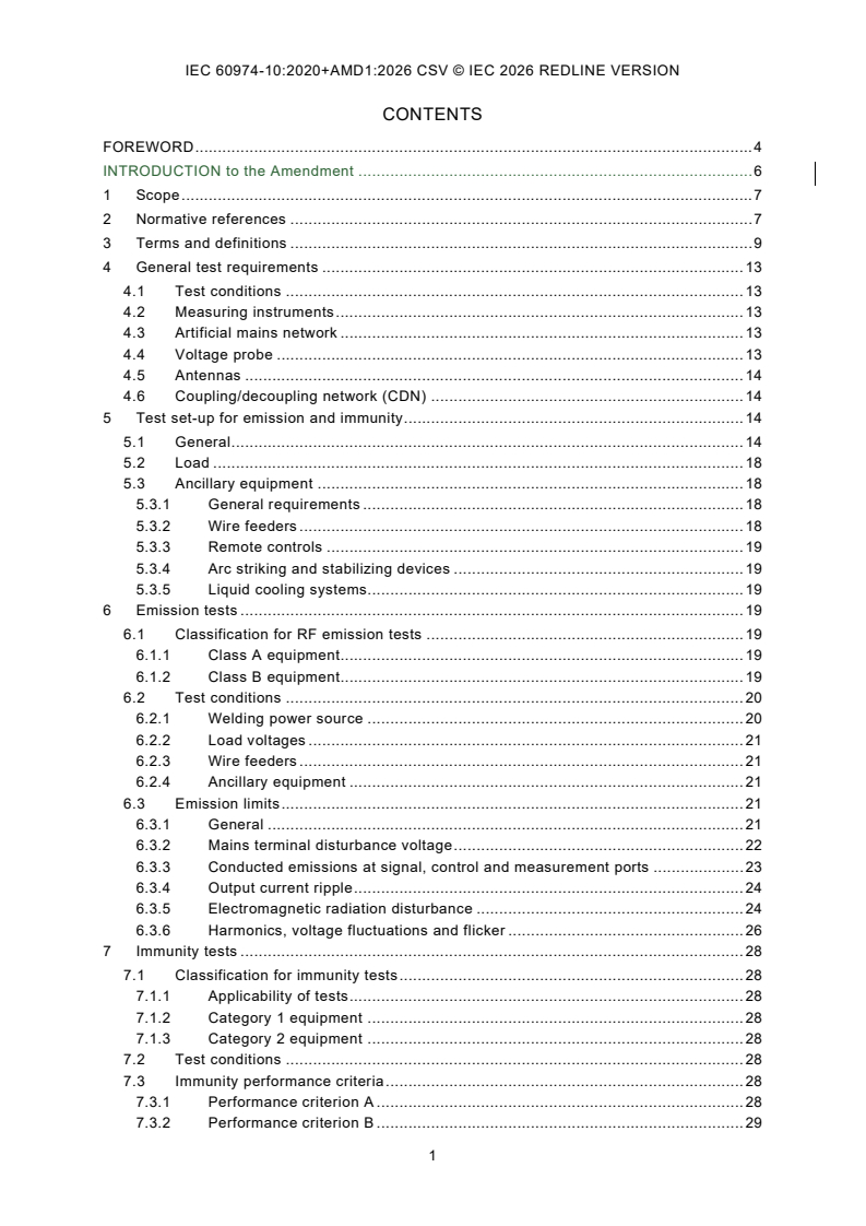IEC 60974-10:2020 IEC 60974-10:2020+AMD1:2026 CSV - Arc welding equipment - Part 10: Electromagnetic compatibility (EMC) requirements - Page 3 preview