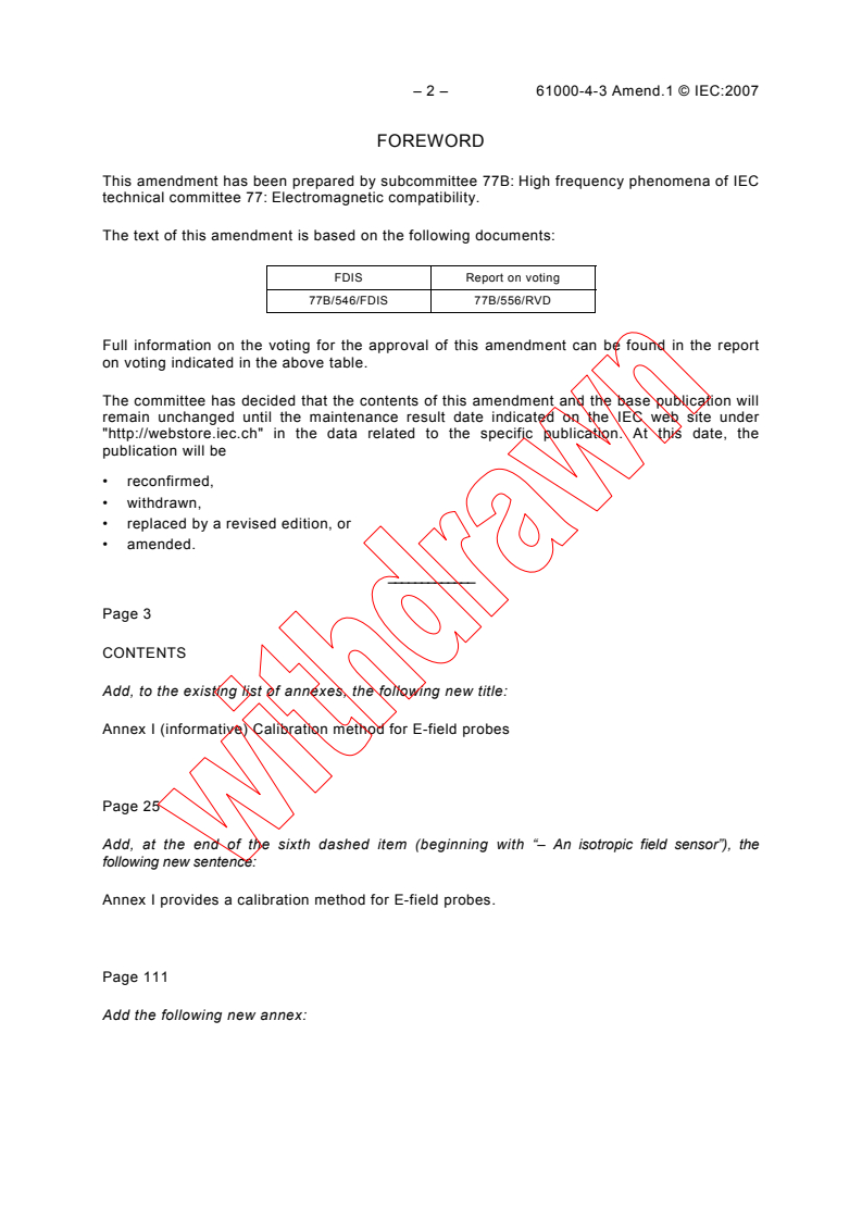 IEC 61000-4-3:2006/AMD1:2007 IEC 61000-4-3:2006/AMD1:2007 - Amendment 1 - Electromagnetic compatibility (EMC) - Part 4-3: Testing and measurement techniques - Radiated, radio-frequency, electromagnetic field immunity test - Page 4 preview