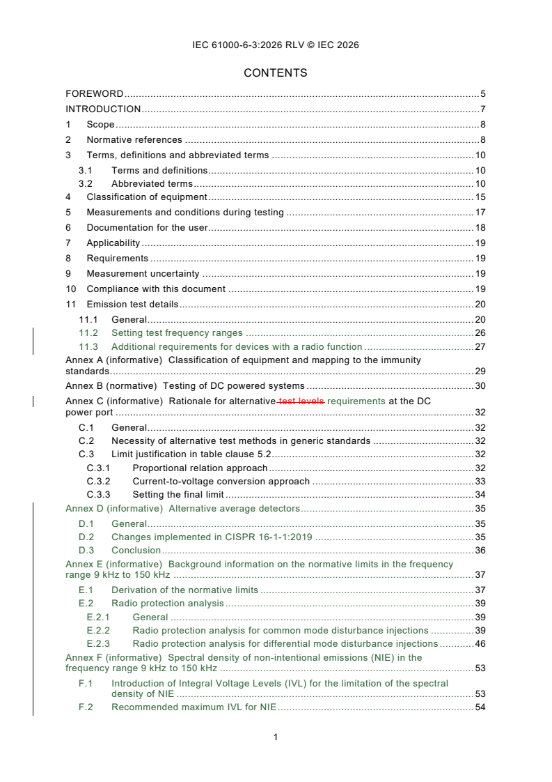 IEC 61000-6-3:2026 REDLINE IEC 61000-6-3:2026 RLV - Electromagnetic compatibility (EMC) - Part 6-3: Generic standards - Emission standard for equipment in residential locations - Page 3 preview