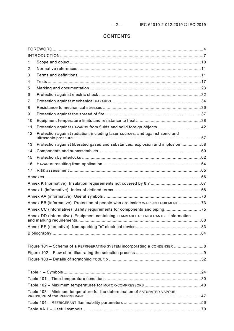 IEC 61010-2-012:2019 IEC 61010-2-012:2019 - Safety requirements for electrical equipment for measurement, control, and laboratory use - Part 2-012: Particular requirements for climatic and environmental testing and other temperature conditioning equipment
Released:4/12/2019 - Page 4 preview