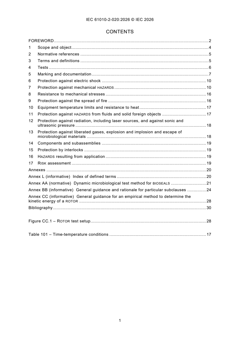 IEC 61010-2-020:2026 iec61010-2-020{ed4.0}en - Safety requirements for electrical equipment for measurement, control, and laboratory use - Part 2-020: Particular requirements for laboratory centrifuges - Page 3 preview