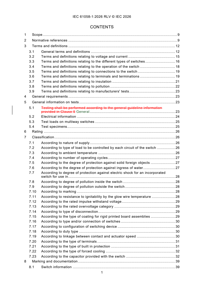 IEC 61058-1:2026 REDLINE IEC 61058-1:2026 RLV - Switches for appliances - Part 1: General requirements - Page 3 preview