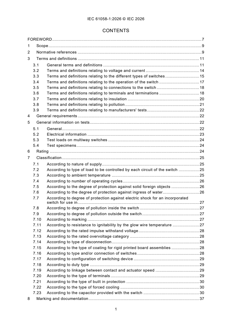 IEC 61058-1:2026 IEC 61058-1:2026 - Switches for appliances - Part 1: General requirements - Page 3 preview