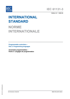 IEC 61131-3:2025 - Programmable controllers – Part 3: Programming languages
Released:22. 05. 2025
Isbn:9782832704363 - Page 1 preview