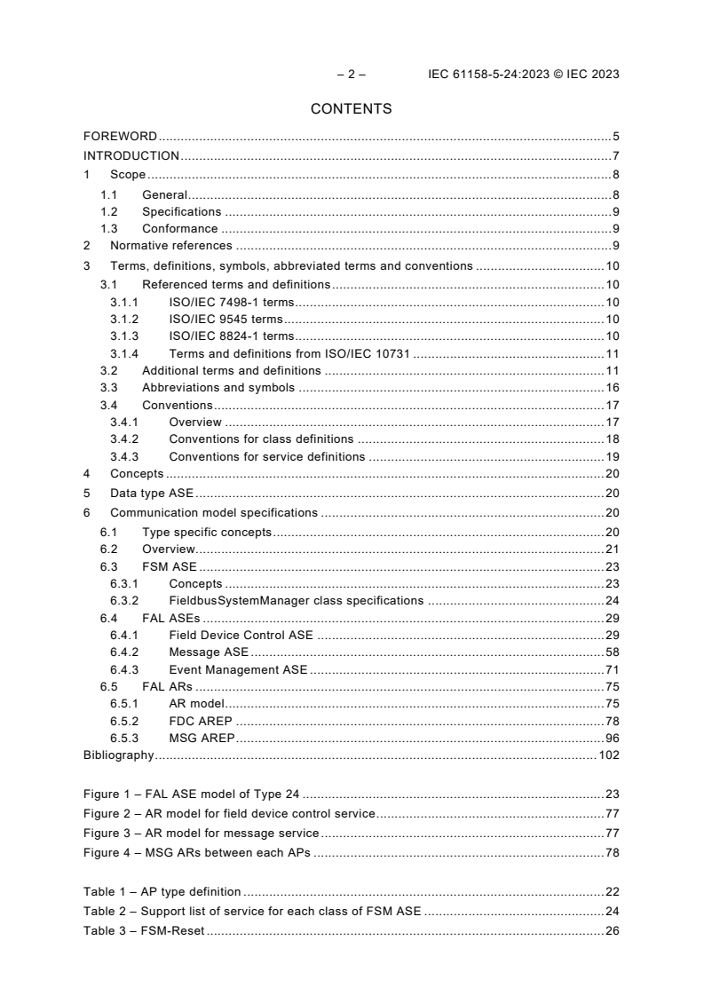IEC 61158-5-24:2023 IEC 61158-5-24:2023 - Industrial communication networks - Fieldbus specifications - Part 5-24: Application layer service definition - Type 24 elements/9/2023 - Page 4 preview