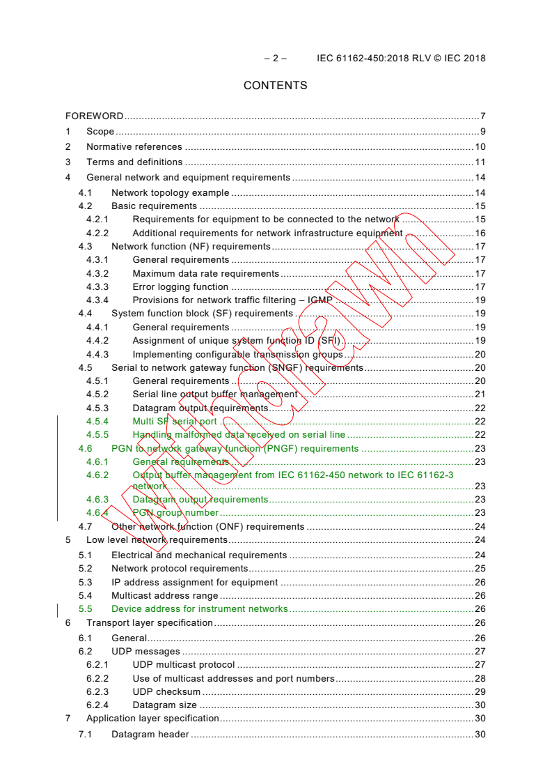IEC 61162-450:2018 IEC 61162-450:2018 RLV - Maritime navigation and radiocommunication equipment and systems - Digital interfaces - Part 450: Multiple talkers and multiple listeners - Ethernet interconnection
Released:5/7/2018 - Page 4 preview