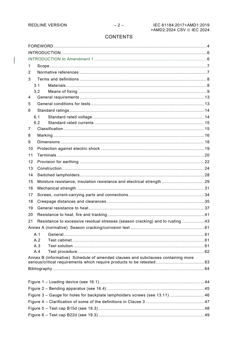 IEC 61184:2017 IEC 61184:2017+AMD1:2019+AMD2:2024 CSV - Bayonet lampholders
Released:7/10/2024 - Page 4 preview