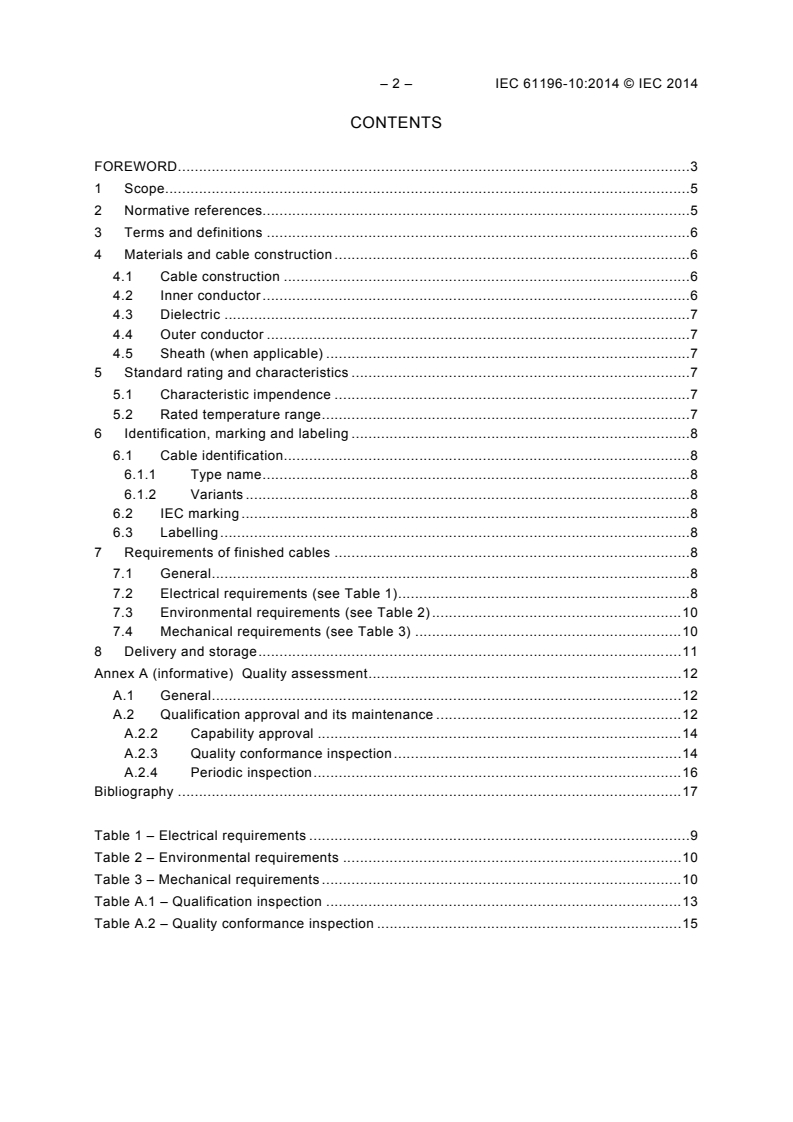 IEC 61196-10:2014 IEC 61196-10:2014 - Coaxial communication cables - Part 10: Sectional specification for semi-rigid cables with polytetrafluoroethylene (PTFE) dielectric
Released:9/25/2014 - Page 4 preview