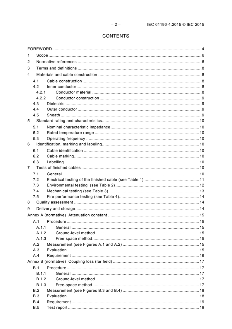 IEC 61196-4:2015 IEC 61196-4:2015 - Coaxial communication cables - Part 4: Sectional specification for radiating cables - Page 4 preview