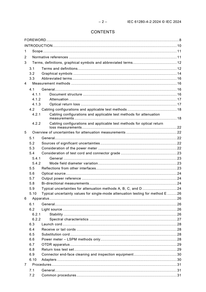 IEC 61280-4-2:2024 IEC 61280-4-2:2024 - Fibre-optic communication subsystem test procedures - Part 4-2: Installed cabling plant - Single-mode attenuation and optical return loss measurements
Released:5/6/2024 - Page 4 preview