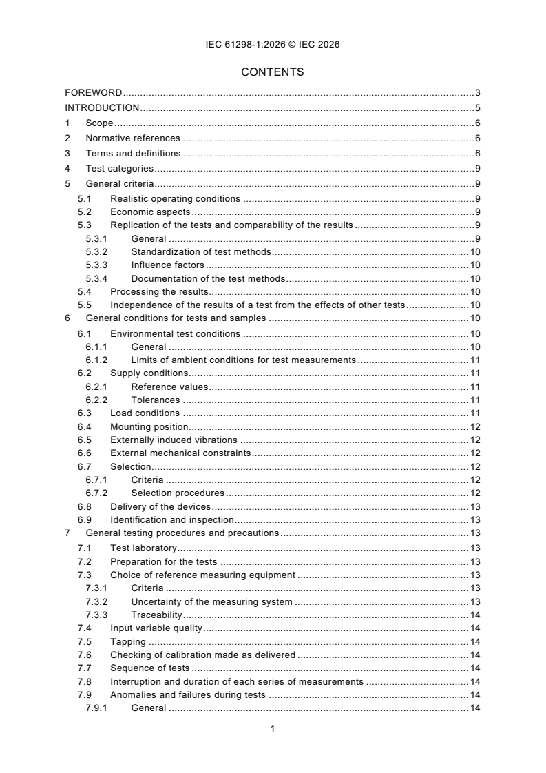 IEC 61298-1:2026 iec61298-1{ed3.0}en - Process measurement and control devices - General methods and procedures for evaluating performance - Part 1: General considerations - Page 3 preview