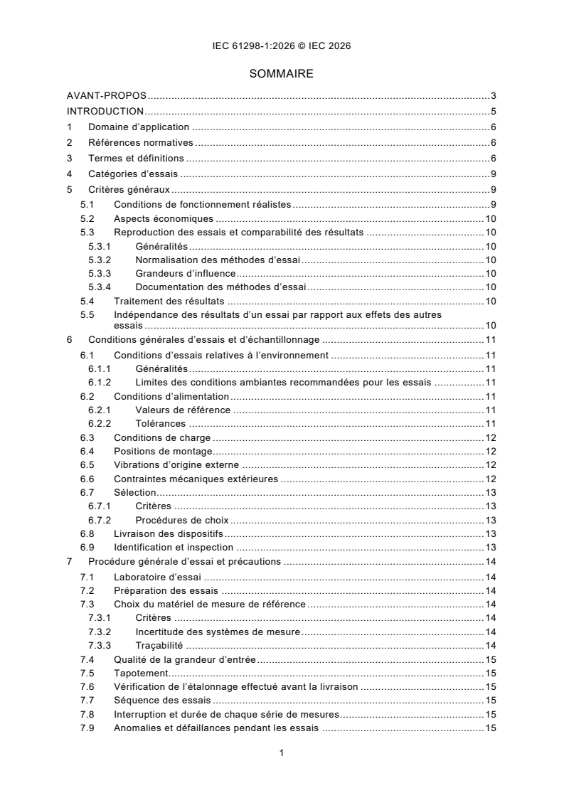 IEC 61298-1:2026 iec61298-1{ed3.0}fr - Dispositifs de mesure et de commande de processus - Méthodes et procédures générales d'évaluation des performances - Partie 1: Généralités - Page 3 preview