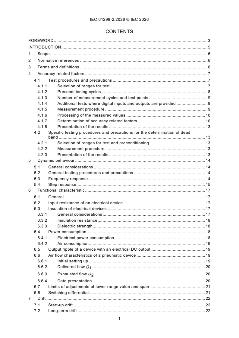 IEC 61298-2:2026 iec61298-2{ed3.0}en - Process measurement and control devices - General methods and procedures for evaluating performance - Part 2: Tests under reference conditions - Page 3 preview