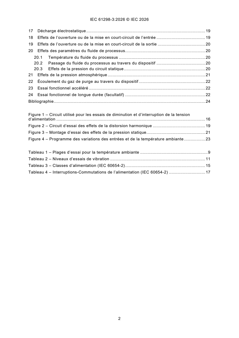 IEC 61298-3:2026 iec61298-3{ed3.0}fr - Dispositifs de mesure et de commande de processus - Méthodes et procédures générales d'évaluation des performances - Partie 3: Essais pour la détermination des effets des grandeurs d'influence - Page 4 preview