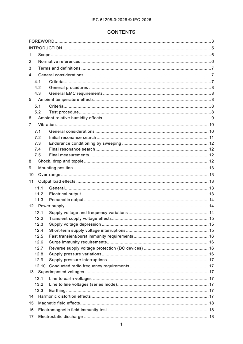 IEC 61298-3:2026 iec61298-3{ed3.0}en - Process measurement and control devices - General methods and procedures for evaluating performance - Part 3: Tests for the effects of influence quantities - Page 3 preview