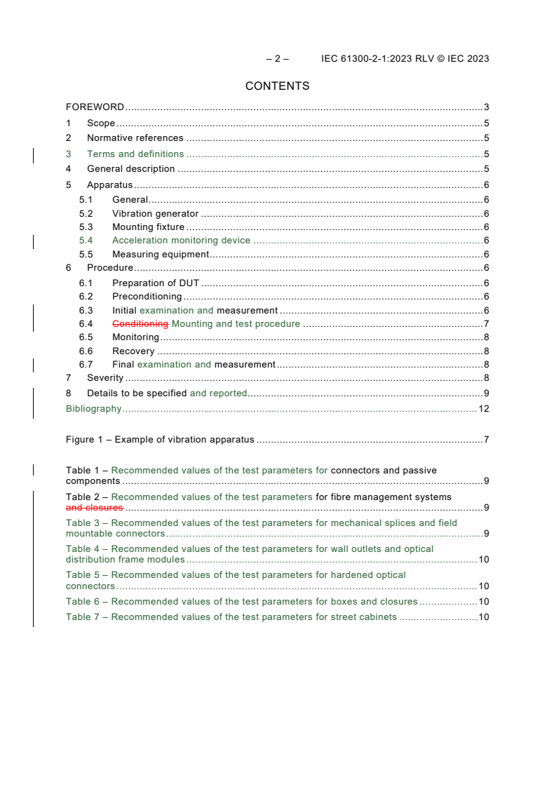 IEC 61300-2-1:2023 IEC 61300-2-1:2023 RLV - Fibre optic interconnecting devices and passive components - Basic test and measurement procedures - Part 2-1: Tests - Vibration (sinusoidal)
Released:1/23/2023 - Page 4 preview