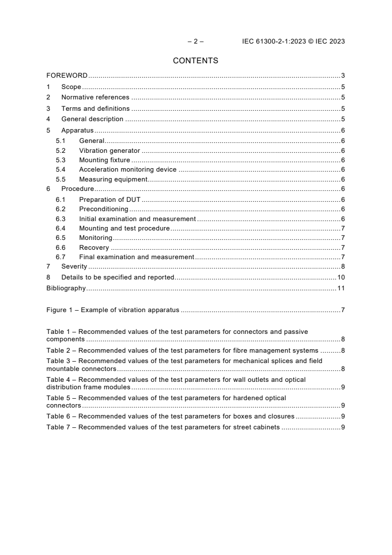 IEC 61300-2-1:2023 IEC 61300-2-1:2023 - Fibre optic interconnecting devices and passive components - Basic test and measurement procedures - Part 2-1: Tests - Vibration (sinusoidal)
Released:1/23/2023 - Page 4 preview