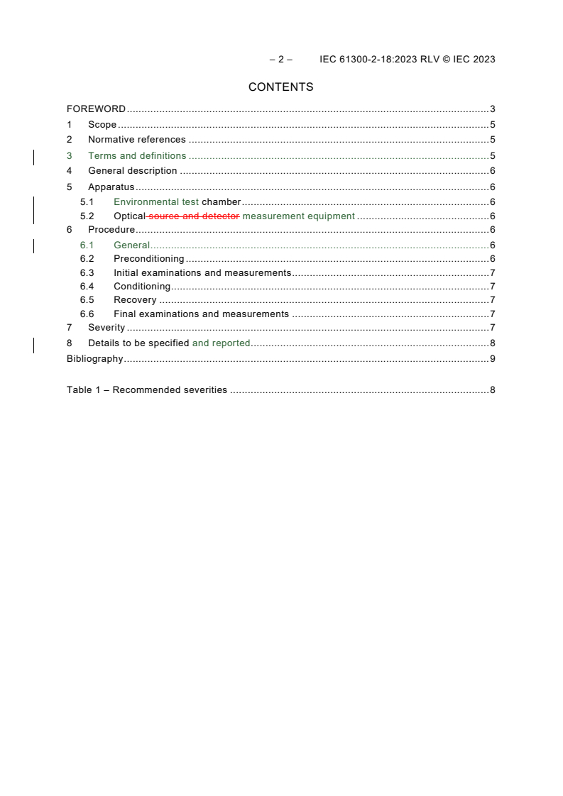 IEC 61300-2-18:2023 IEC 61300-2-18:2023 RLV - Fibre optic interconnecting devices and passive components - Basic test and measurement procedures - Part 2-18: Tests - Dry heat
Released:1/17/2023 - Page 4 preview