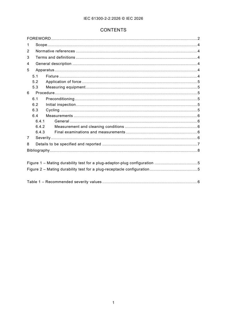 IEC 61300-2-2:2026 IEC 61300-2-2:2026 - Fibre optic interconnecting devices and passive components - Basic test and measurement procedures - Part 2-2: Tests - Mating durability - Page 3 preview