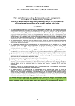 IEC 61300-3-14:2025 IEC 61300-3-14:2025 RLV - Fibre optic interconnecting devices and passive components - Basic test and measurement procedures - Part 3-14: Examinations and measurements - Error and repeatability of the attenuation settings of a variable optical attenuator
Released:8. 12. 2025
Isbn:9782832709337 - Page 4 preview