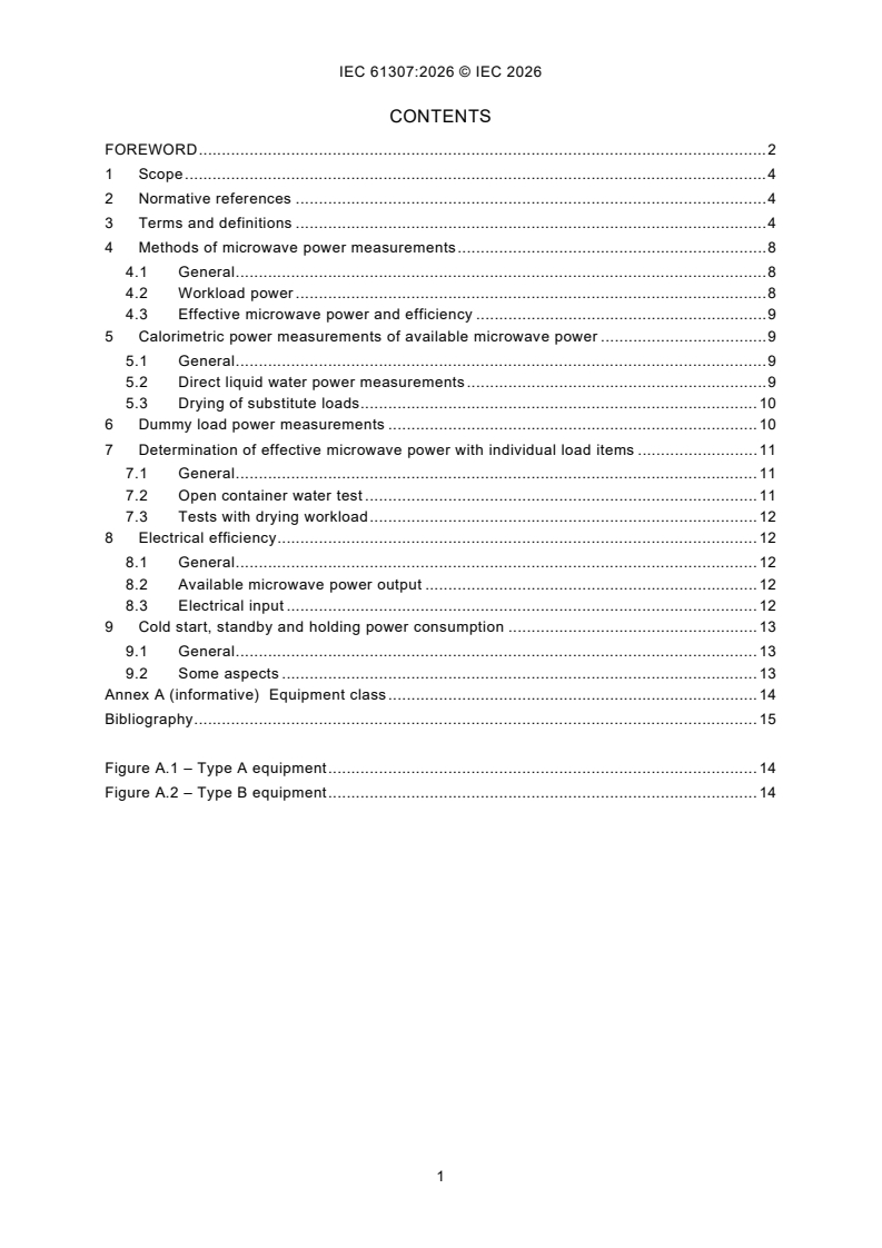 IEC 61307:2026 iec61307{ed4.0}en - Industrial microwave heating installations - Test methods for the determination of power output - Page 3 preview
