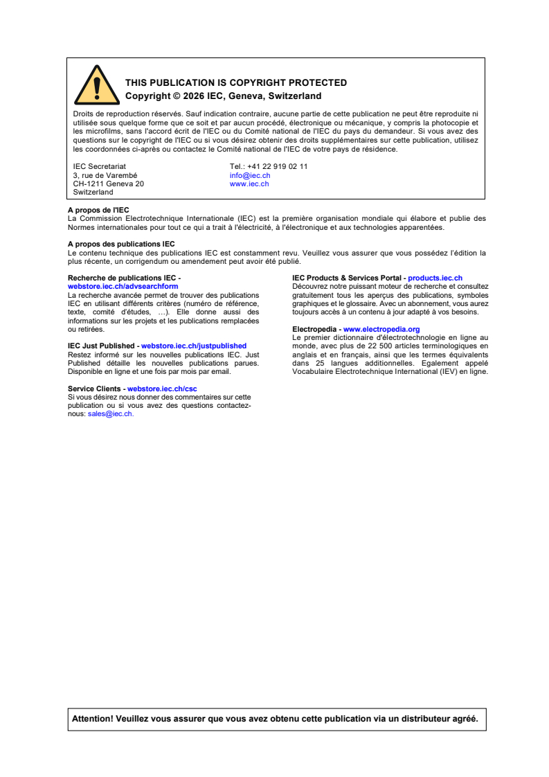 IEC 61307:2026 IEC 61307:2026 - Installations industrielles de chauffage par micro-ondes - Méthodes d'essai pour la détermination de la puissance de sortie - Page 2 preview