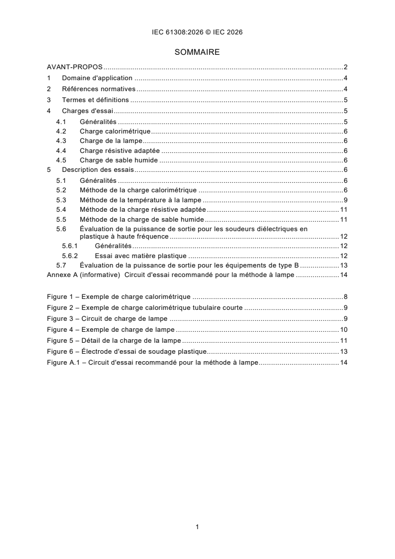 IEC 61308:2026 IEC 61308:2026 - Installations de chauffage diélectrique à haute fréquence - Méthodes d'essai pour la détermination de la puissance de sortie - Page 3 preview