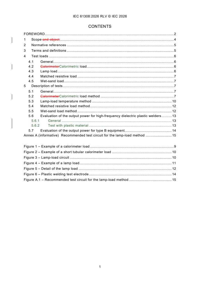 IEC 61308:2026 REDLINE IEC 61308:2026 RLV - High-frequency dielectric heating installations - Test methods for the determination of power output - Page 3 preview
