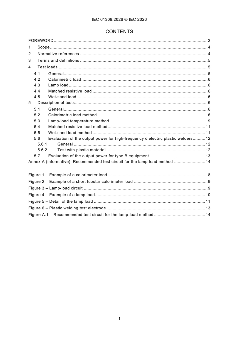 IEC 61308:2026 IEC 61308:2026 - High-frequency dielectric heating installations - Test methods for the determination of power output - Page 3 preview