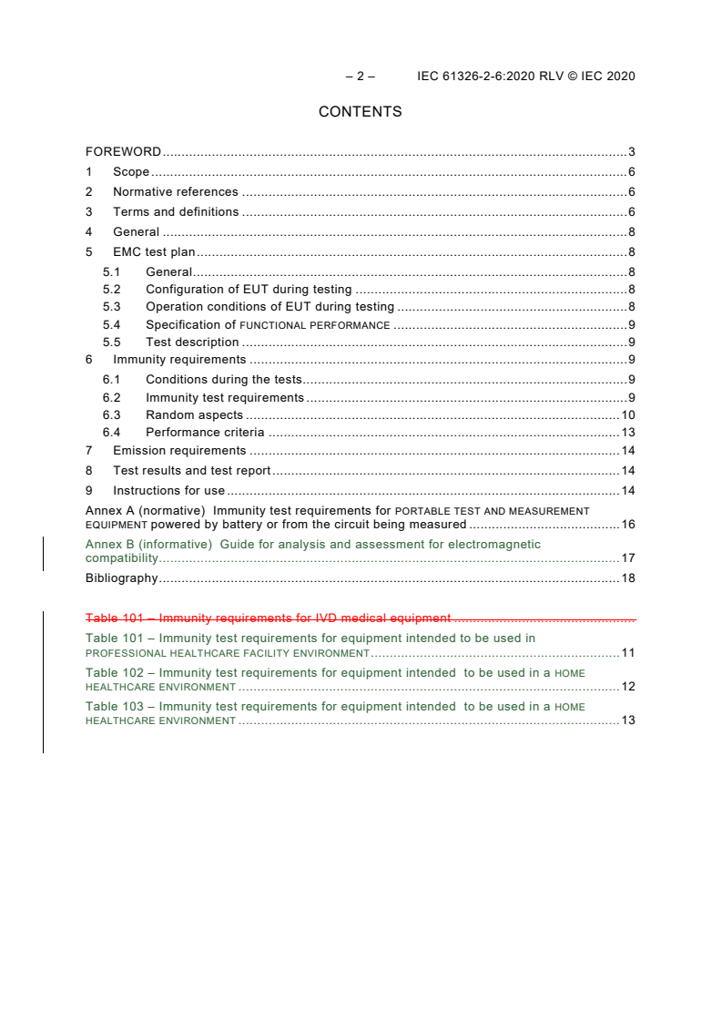 IEC 61326-2-6:2020 IEC 61326-2-6:2020 RLV - Electrical equipment for measurement, control and laboratory use - EMC requirements - Part 2-6: Particular requirements - In vitro diagnostic (IVD) medical equipment
Released:10/28/2020 - Page 4 preview