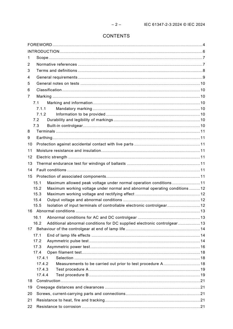 IEC 61347-2-3:2024 IEC 61347-2-3:2024 - Controlgear for electric light sources - Safety - Part 2-3: Particular requirements - AC or DC supplied electronic controlgear for fluorescent lamps
Released:5/14/2024 - Page 4 preview