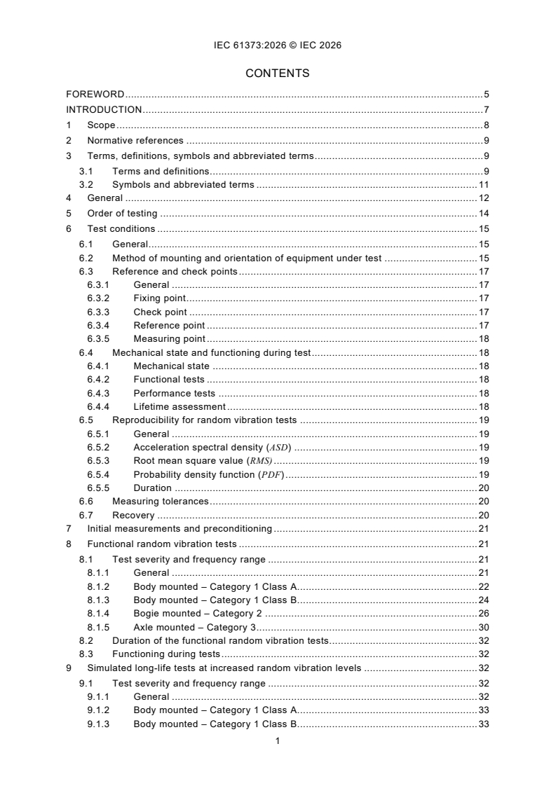 IEC 61373:2026 IEC 61373:2026 - Railway applications - Rolling stock equipment - Shock and vibration tests - Page 3 preview
